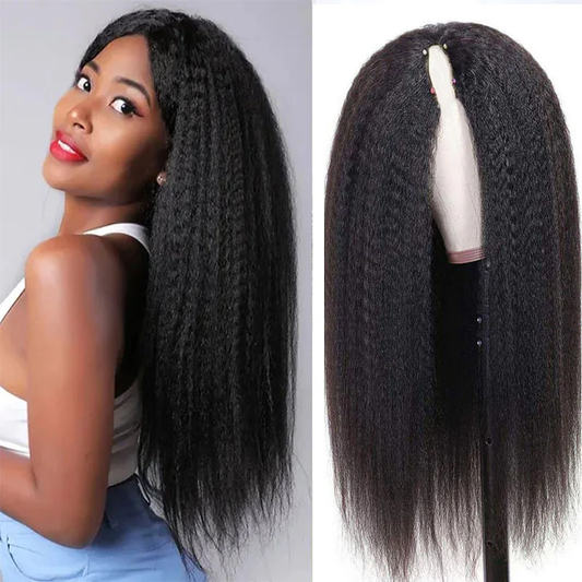 V Part Human Hair Wig No Leave Out Glueless V Shape Wig for Women 200 Density Brazilian Virgin Hair