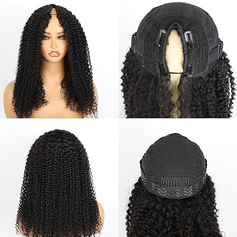 V Part Human Hair Wig No Leave Out Glueless V Shape Wig for Women 200 Density Brazilian Virgin Hair