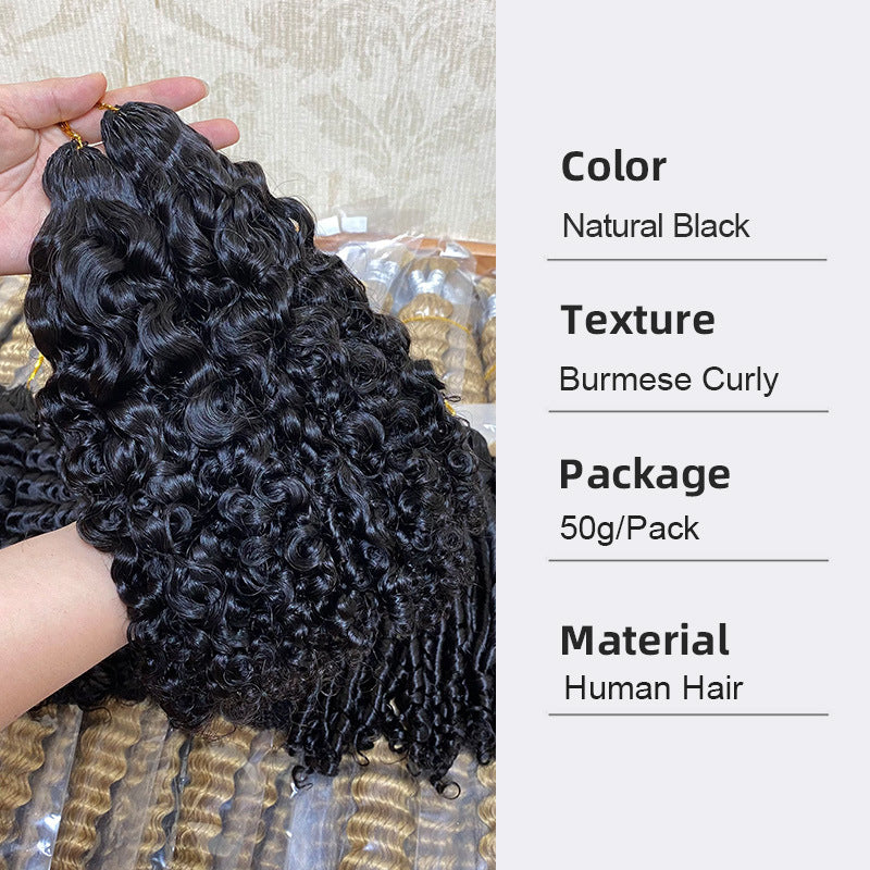100g Burmese Curly Crochet Hair Natural color Easy to install  with no leave out