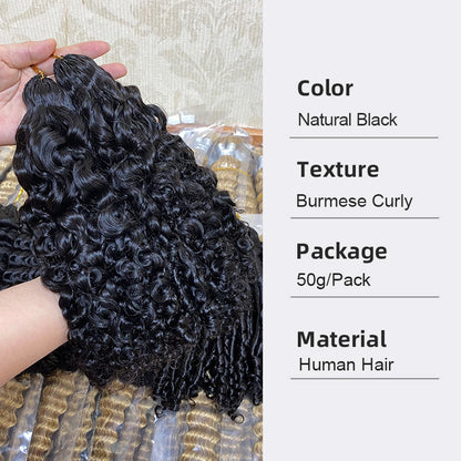 100g Burmese Curly Crochet Hair Natural color Easy to install  with no leave out