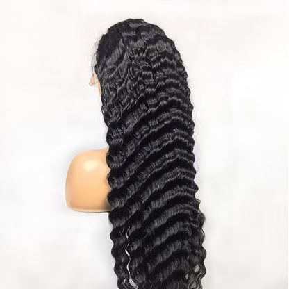 HD Lace Front Deep Wave Wig Human Hair 13x6 180 Density Frontal Wigs Natural Black [Length] Ready to Wear