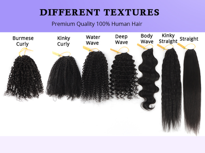 100% Virgin Human Hair Crochet Braids Hair Pre Looped Deep Wave/Body Wave/Water Wave afro kinky Curly Texture For Braiding