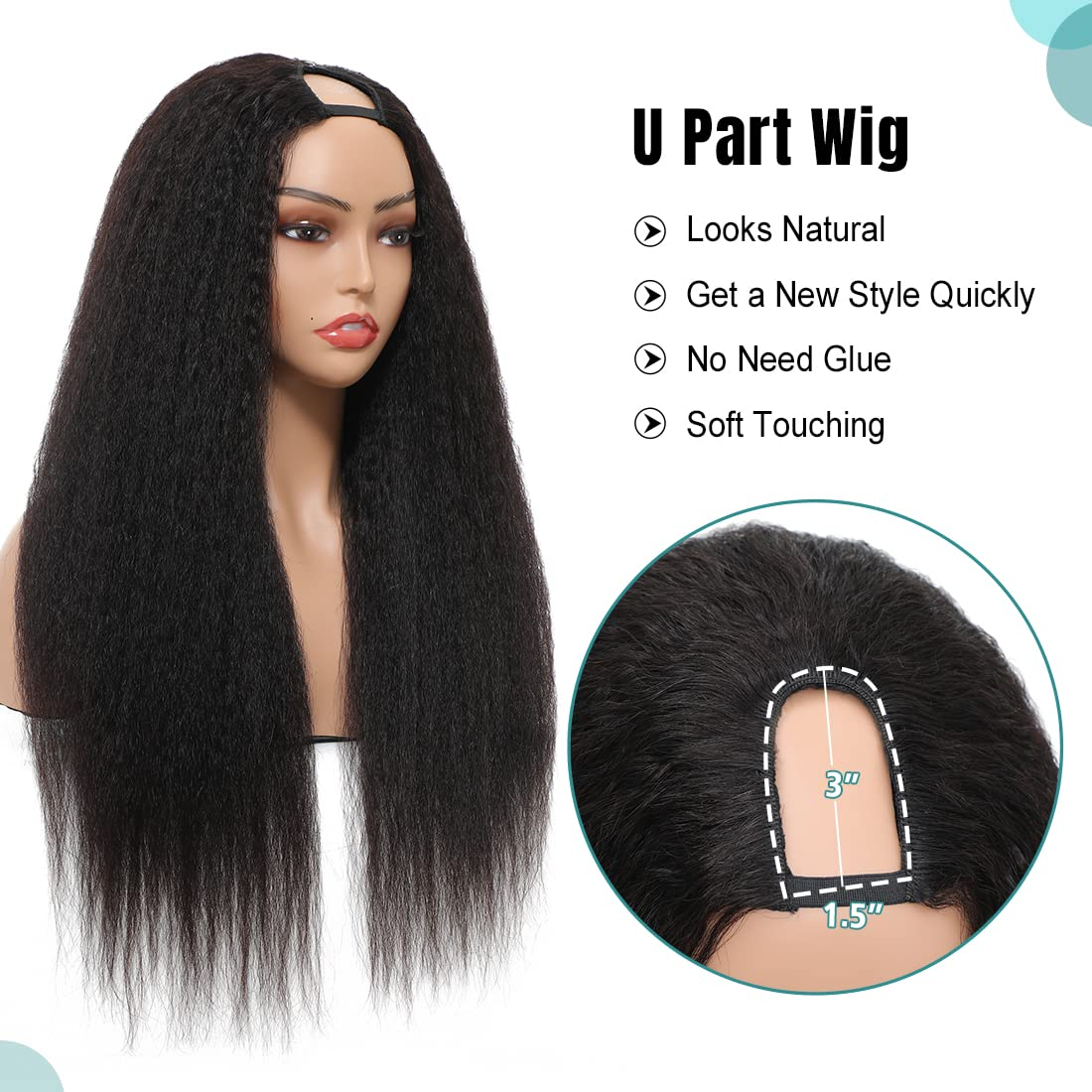 U Part Human Hair Wig Deep Wave No Leave Out Glueless Beginner Friendly Wig